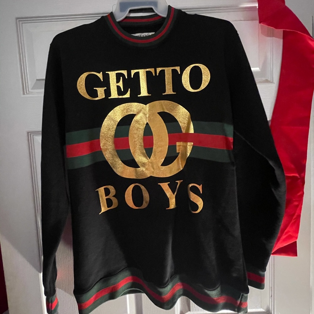 Getto boys sweater (white do I have this)/ Large/ New